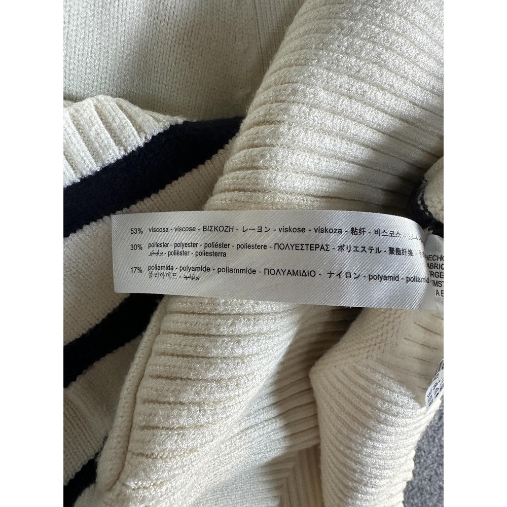Zara Cardigan Womens S Cream Striped Nautical Coastal Fisherman Heavy Capsule - Picture 7 of 7